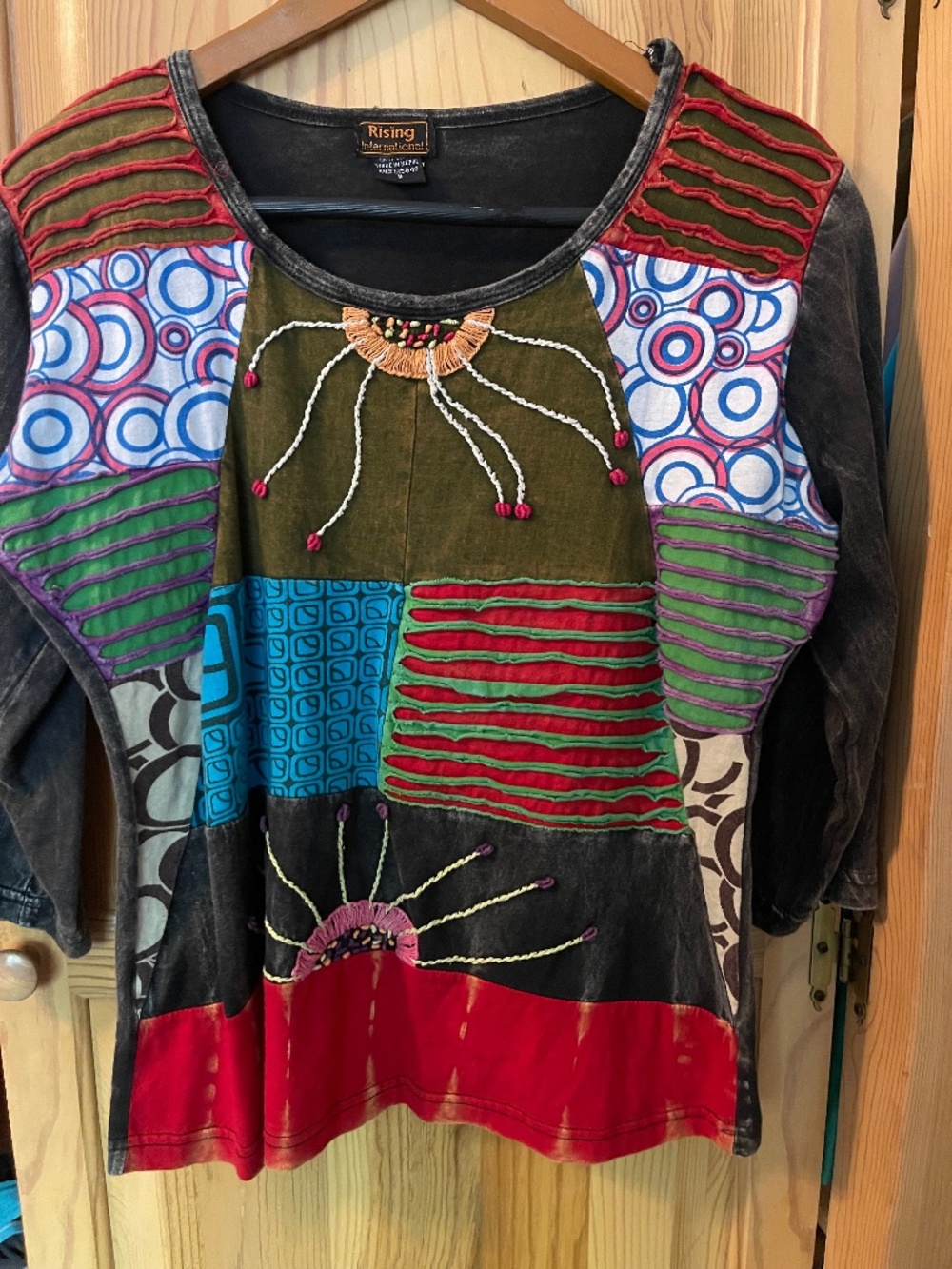 Rising International Boho Patchwork Embroidered cotton Small